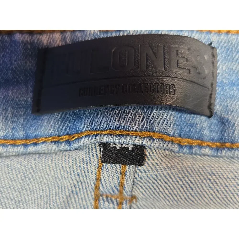 Tulones Jeans Mens 44x33 Distressed Skinny Paint Splatter Denim Stretch Hip Hop